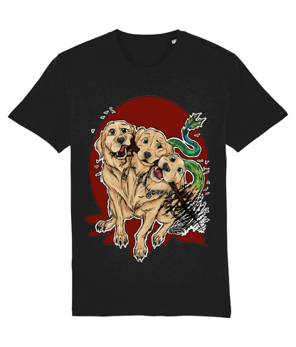 Golden Retriever Cerberus Black T-Shirt