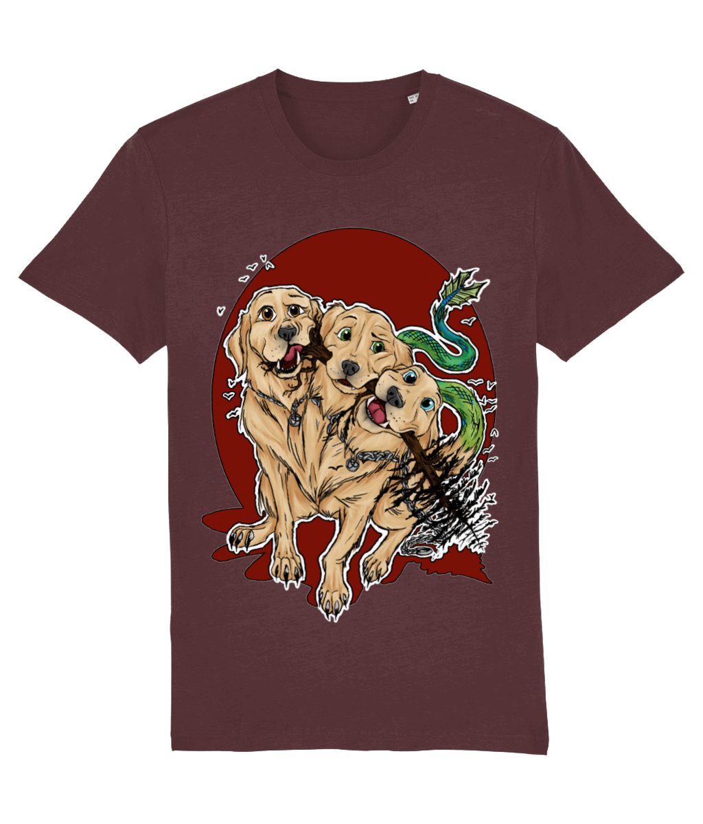 Golden Retriever Cerberus Burgundy T-Shirt