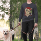 Man walking with his golden retriever while wearing a Rose Jane Designs Cerberus Sweatshirt
