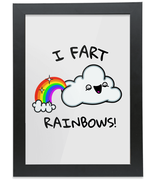 I Fart Rainbows Cloud Framed A4 Fine Art Print