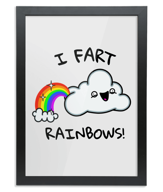 I Fart Rainbows Cloud Framed A3 Fine Art Print